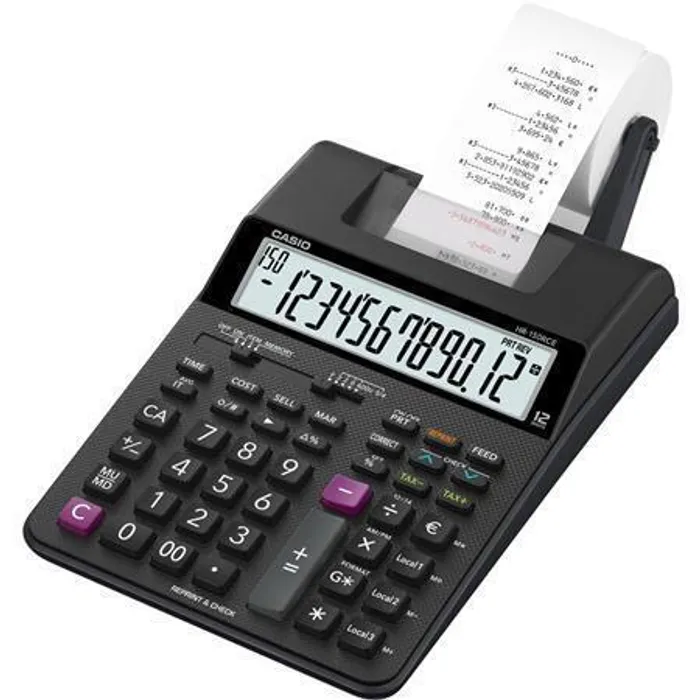 Główne zdjęcie produktu Casio Kalkulačka HR 150 RCE, černá, dvanáctimístná, s tiskem, duální napájení, dvoubarevn