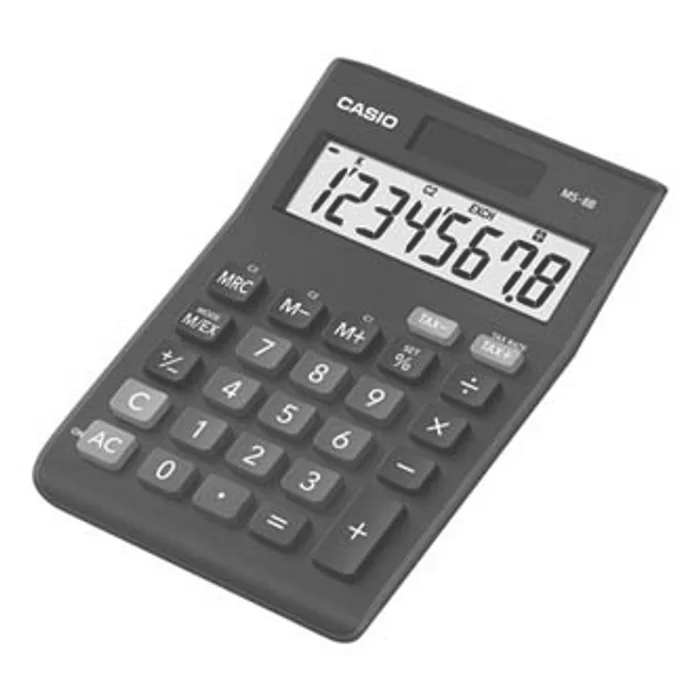 Główne zdjęcie produktu Casio Kalkulačka MS 8 B S, černá, stolní s výpočtem DPH, osmimístná