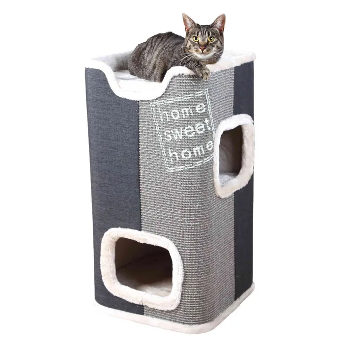 Główne zdjęcie produktu Cat Tower JORGE s odpočívadlem,šedá s béžovou kožešinou 78cm
