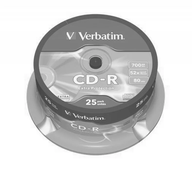 Główne zdjęcie produktu CD-R 700MB, 80min., 52x, DL Extra Protection, Verbatim, 25-cake