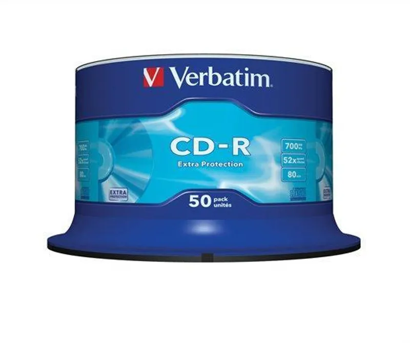Główne zdjęcie produktu CD-R 700MB, 80min., 52x, DL Extra Protection, Verbatim, 50-cake
