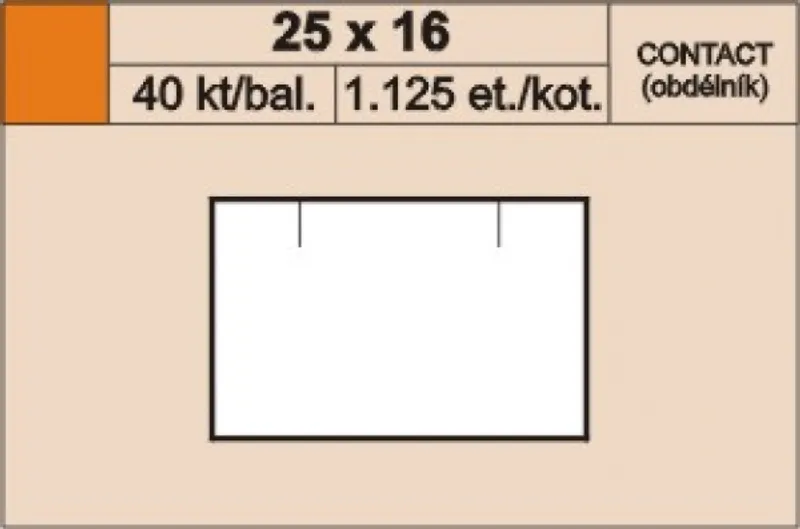 Główne zdjęcie produktu Cenové etikety 25x16 contact oranžové hranaté