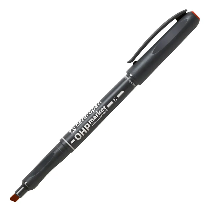 Główne zdjęcie produktu Permanentní popisovač Centropen OHP 2638 B červený – klínový hrot 1–3 mm