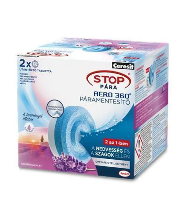 Główne zdjęcie produktu Ceresit Stop vlhkosti AERO 360° tablety, 2 x 450g, HENKEL, levandule
