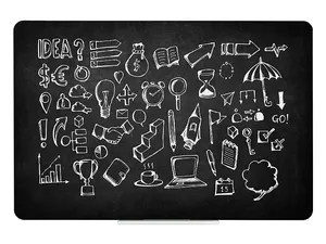 Czarna bezramowa tablica magnetyczna na kredę - Qboard 117 x 87 cm