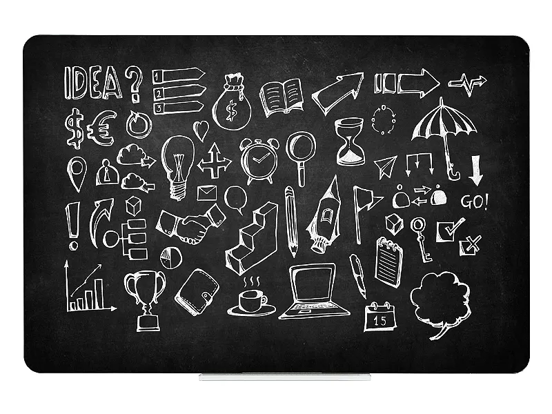Główne zdjęcie produktu Černá bezrámová magnetická tabule na křídy - Qboard 150 x 97 cm