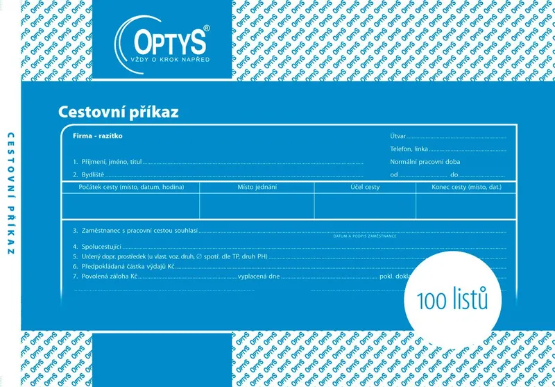 Główne zdjęcie produktu Cestovní příkaz A5, 100 listů 1051