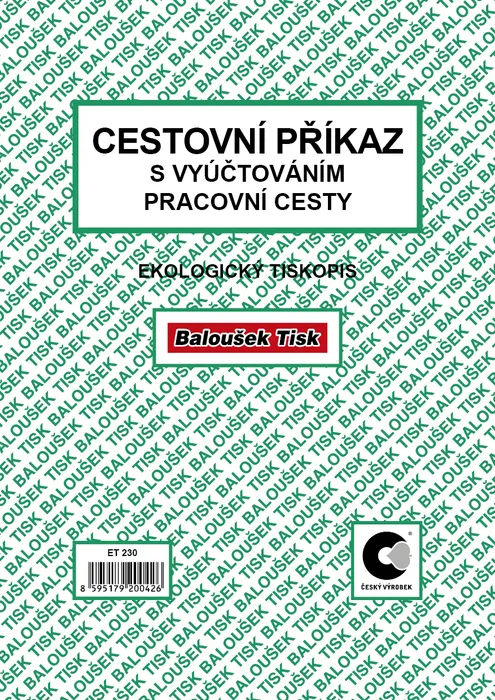Główne zdjęcie produktu Cestovní příkaz A5 s vyúčtováním ET230