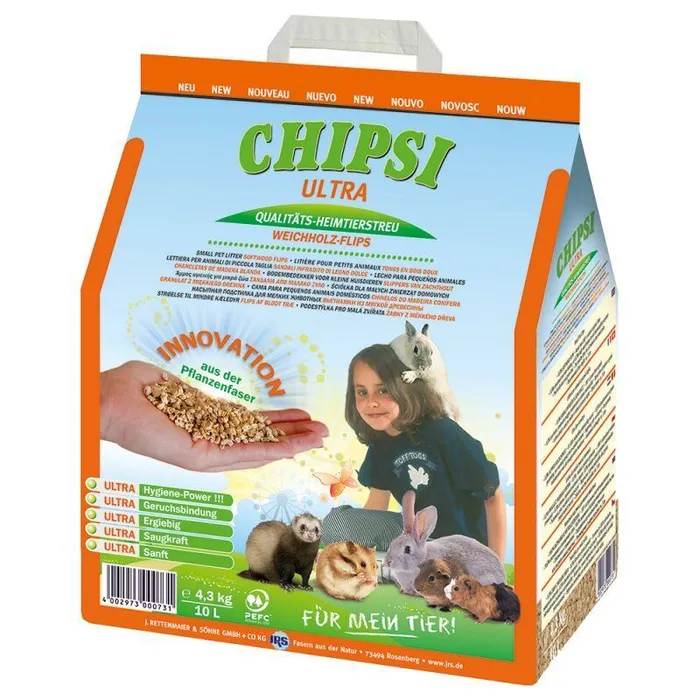 Główne zdjęcie produktu CHIPSI ULTRA jemný granulát, podestýlka pro hlodavce 4,3 kg 10 l