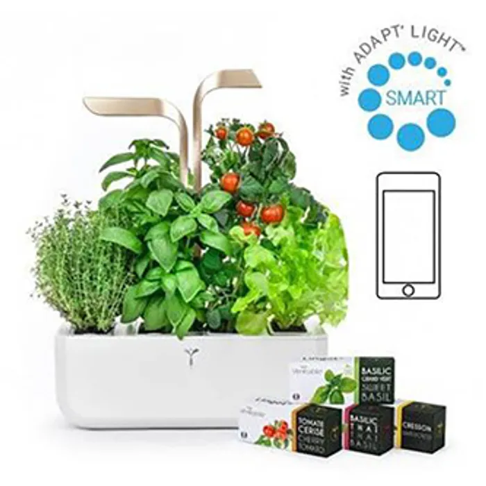 Główne zdjęcie produktu Chytrý květináč Potager Connect, bílý, s náplní 4ks, Moonlight Gold, Véritable