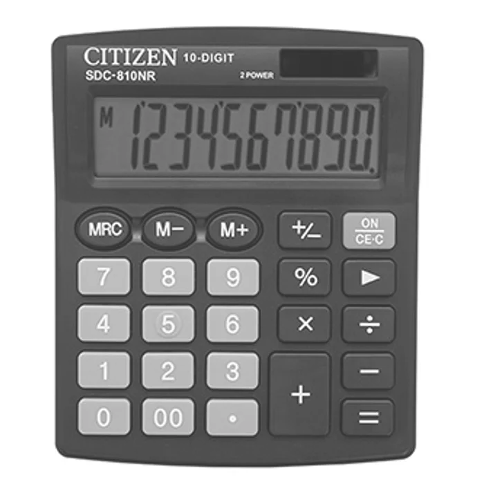 Główne zdjęcie produktu Citizen Kalkulačka SDC810NR, černá, stolní, desetimístná, duální napájení
