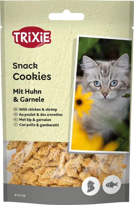 Główne zdjęcie produktu Cookies, sušenky s kuřetem a krevetami pro kočky, 50 g