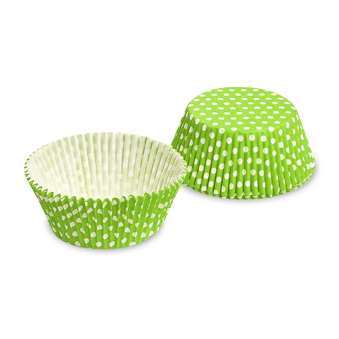 Główne zdjęcie produktu Cukrářský košíček (PAP) Puntíky žlutozelený průměr 50 x 30 mm [40 ks]