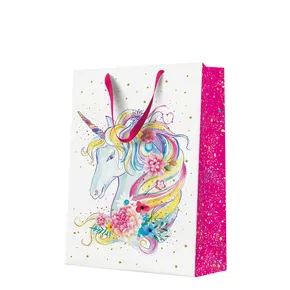 Torba na prezenty - UNICORN FLOWER HEAD, duża 30x41x12 cm