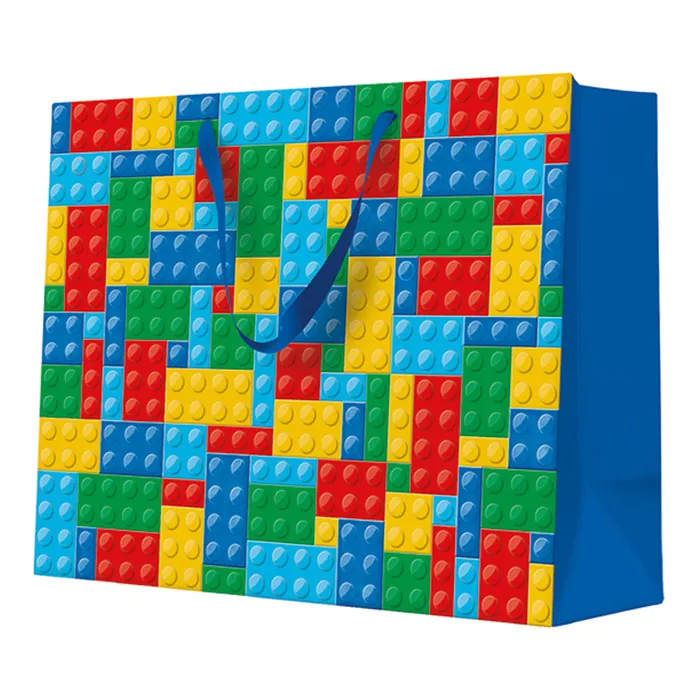 Główne zdjęcie produktu Dárková taška horizontal - Colorful Bricks 33,5x13x26,5 cm