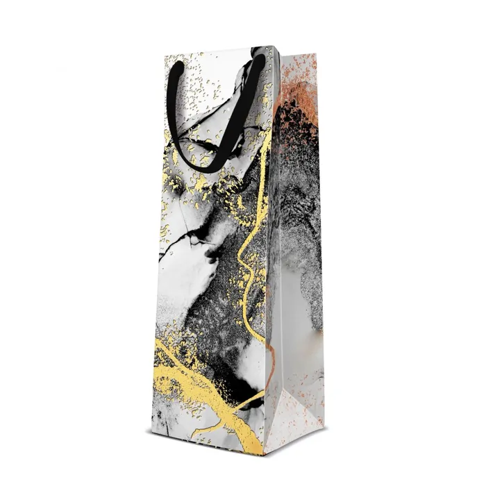 Główne zdjęcie produktu Dárková taška na láhev - Marble 12x10x37 cm