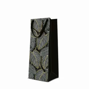 Torba prezentowa premium na butelkę - Jungle Leaves 12x10x37 cm