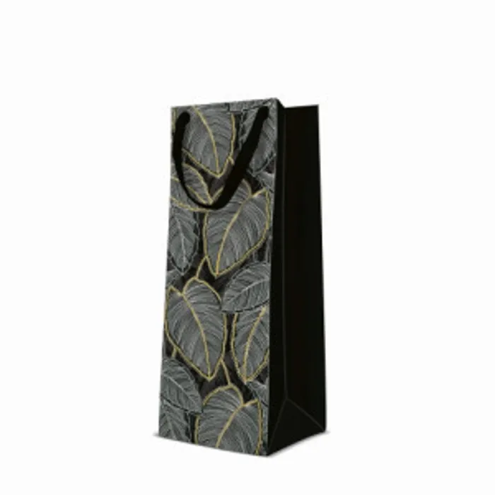 Główne zdjęcie produktu Dárková taška premium na láhev - Jungle Leaves 12x10x37 cm