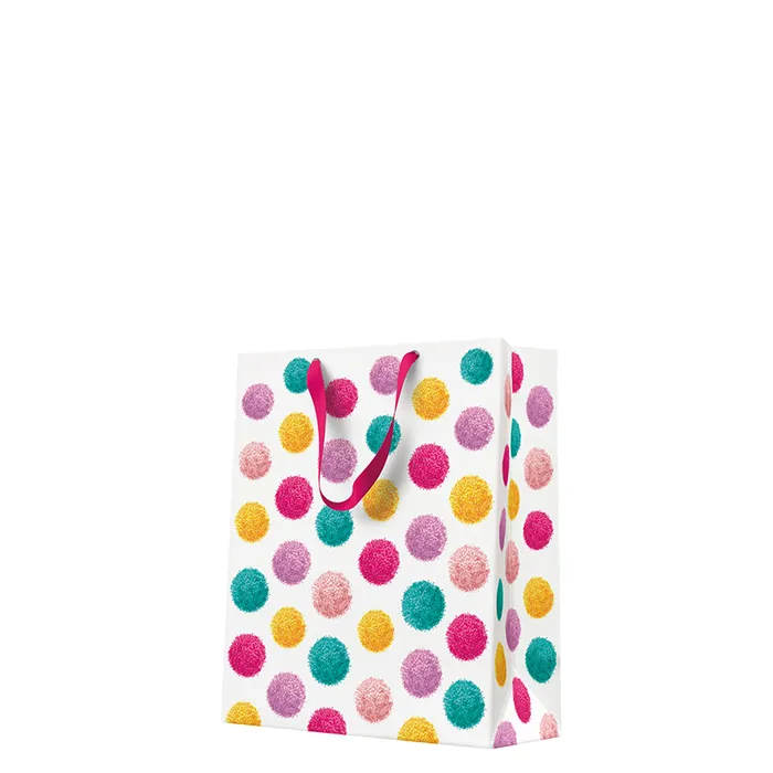 Główne zdjęcie produktu Dárková taška střední - Colorful Pompons 20x10x25 cm