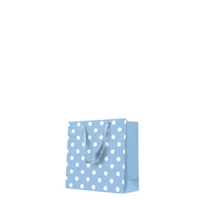 Torba prezentowa średnia - Dotsy Check blue 17x6x17 cm
