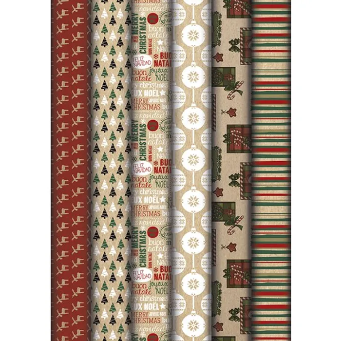 Główne zdjęcie produktu Dárkový balicí papír Kraft Brown 2 x 0,7 m, mix motivů