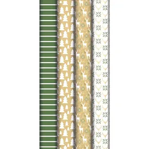 Papier do pakowania prezentów Kraft Lovely Home Green 2 x 0,7 m, mix motywów