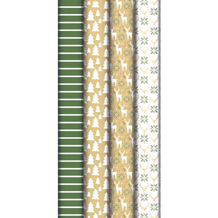 Główne zdjęcie produktu Dárkový balicí papír Kraft Lovely Home Green 2 x 0,7 m, mix motivů
