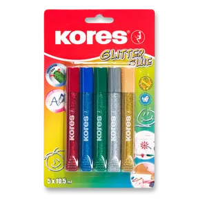 Klej dekoracyjny Kores Glitter Glue 5 x 10,5 ml, kolory metaliczne