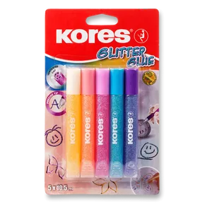 Klej dekoracyjny Kores Glitter Glue 5 x 10,5 ml, pastelowe kolory