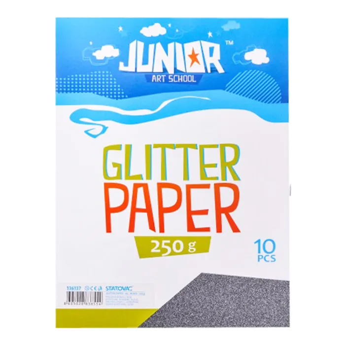 Główne zdjęcie produktu Dekorační papír A4 10 ks černý glitter 250 g