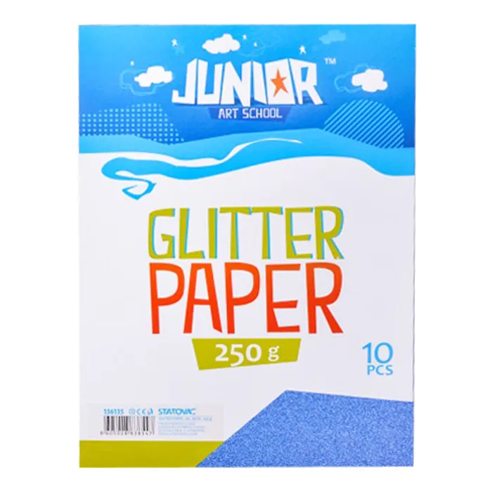 Główne zdjęcie produktu Dekorační papír A4 10 ks modrý glitter 250 g