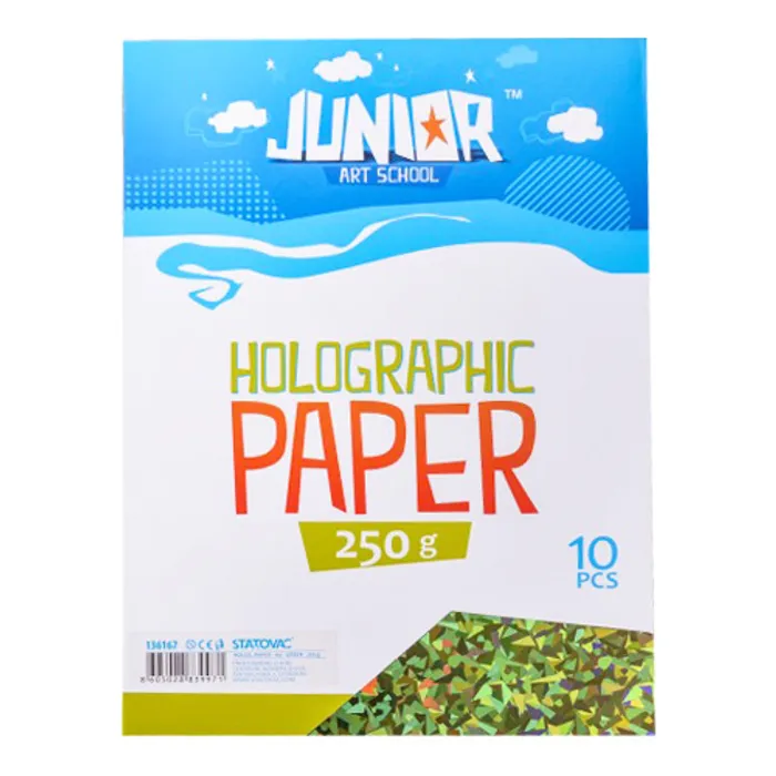 Główne zdjęcie produktu Dekorační papír A4 10 ks zelený holografický 250 g