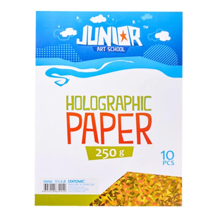 Główne zdjęcie produktu Dekorační papír A4 10 ks žlutý holografický 250 g
