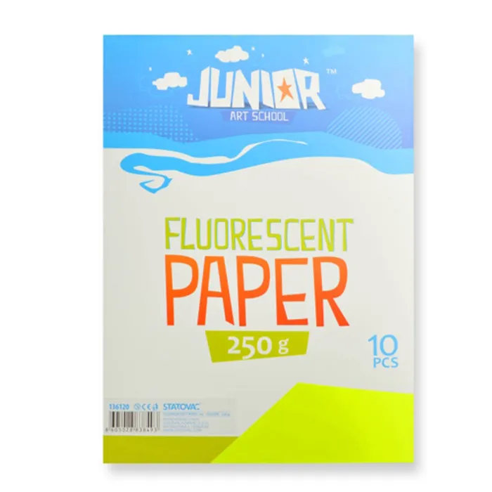 Główne zdjęcie produktu Dekorační papír A4 Fluo žlutý 250 g, sada 10 ks