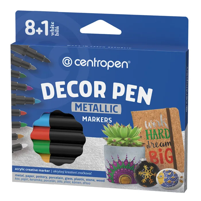 Główne zdjęcie produktu Dekorační popisovač CENTROPEN 2737/9 DecorPen, 9ks Metallic
