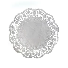 Serwetka dekoracyjna (PAP) okrągła biała średnica 32cm [6 szt]