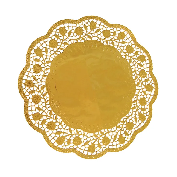 Główne zdjęcie produktu Dekorativní krajky kulaté, zlaté průměr 30 cm [4 ks]