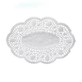 Serwetka dekoracyjna (PAP) owalna biała 50 x 37 cm [100 szt]