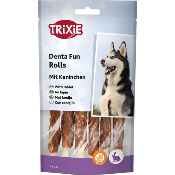 Główne zdjęcie produktu DentaFun žvýkací rolky s králíkem 6ks, 12 cm/70 g