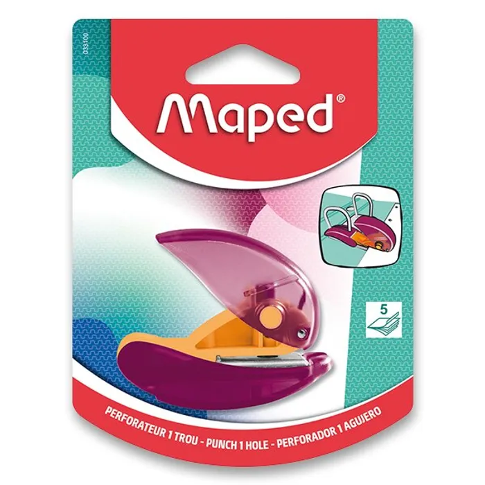 Główne zdjęcie produktu Děrovačka na jeden otvor Maped Punchito - na 5 listů, mix barev