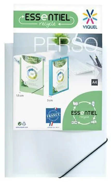 Główne zdjęcie produktu Desky s gumičkou "Standard", bílé, s průhlednou přední kapsou, PP, 15 mm, A4, VIQUEL