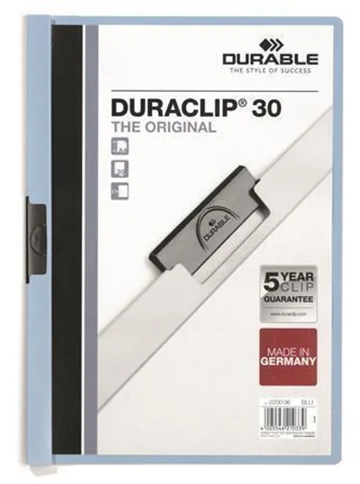 Główne zdjęcie produktu Desky s rychlovazačem "DURACLIP® 30", modrá, s klipem, A4, DURABLE