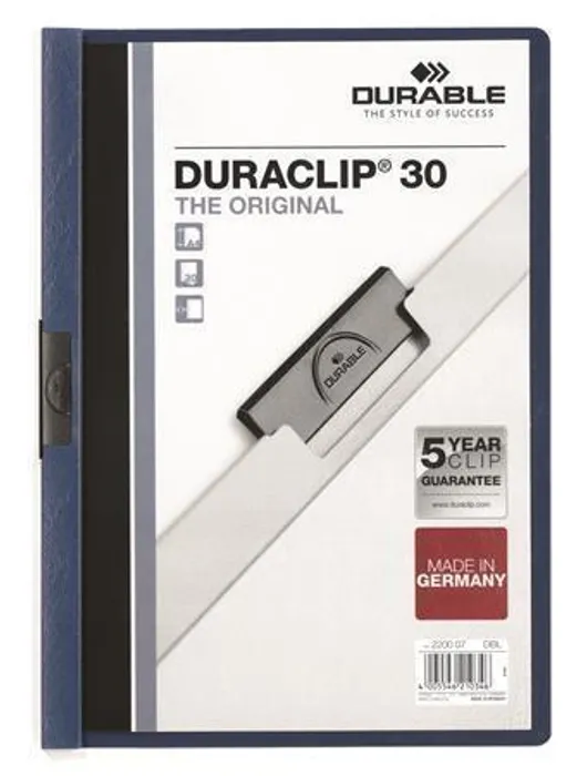 Główne zdjęcie produktu Desky s rychlovazačem "DURACLIP® 30", tmavě modrá, s klipem, A4, DURABLE