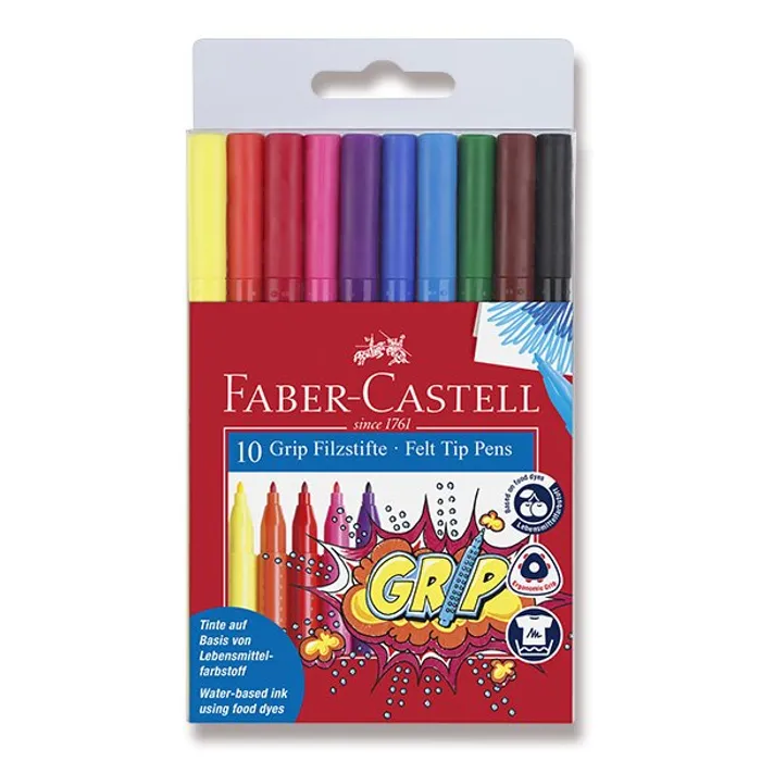 Główne zdjęcie produktu Dětské fixy Faber-Castell 155310 Grip 10 barev