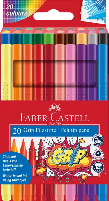 Główne zdjęcie produktu Dětské fixy Faber-Castell 155320 Grip 20 barev