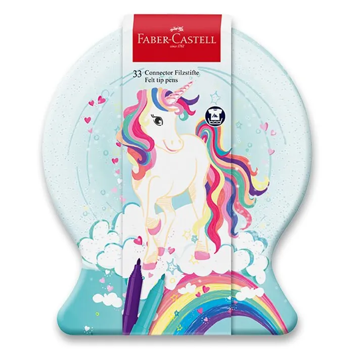 Główne zdjęcie produktu Dětské Fixy Faber-Castell 155544 Connector Unicorn sněhová koule, 33 ks
