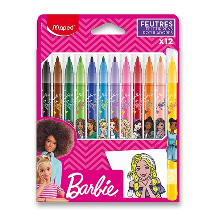 Główne zdjęcie produktu Dětské fixy Maped Barbie 12 barev
