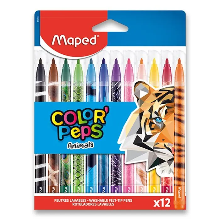 Główne zdjęcie produktu Dětské fixy Maped Color'Peps Animals 12 barev