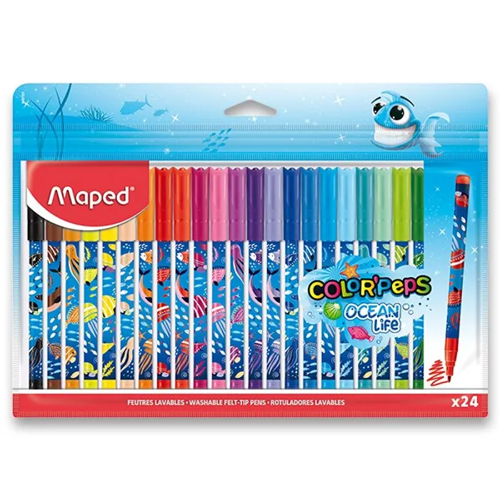 Główne zdjęcie produktu Dětské fixy Maped Color'Peps Ocean Life Decorated 24 barev