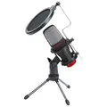 Fotel dla dzieci Red Fighter C6, czarno-czerwony, + mikrofon Marvo MIC-02, PROMO